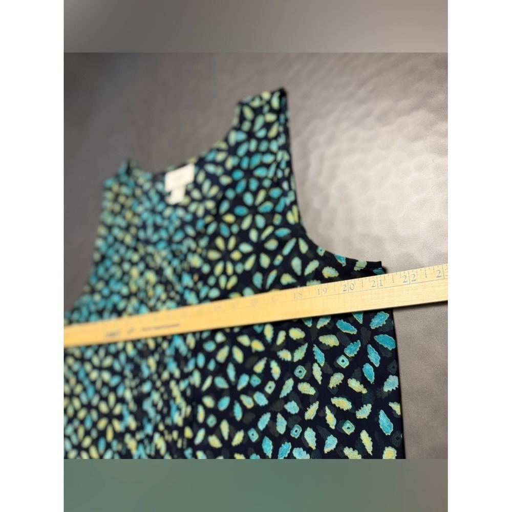 LOFT Navy Floral Sleeveless Blouse Navy Teal Top - Picture 5 of 6